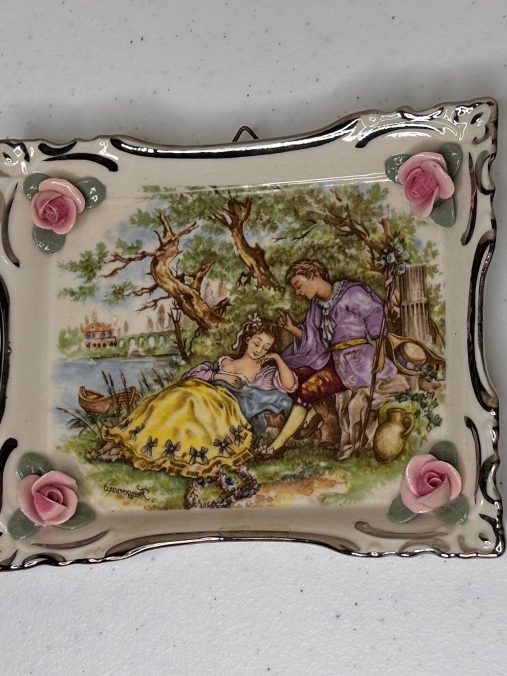 Dresden Porcelain Vintage Trinket Dishes Wall Decor Set of Two - Picture 5 of 13